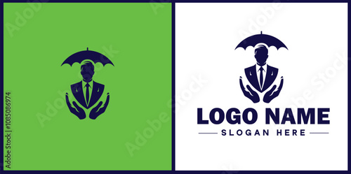 Insurance Broker icon Insurance agent Insurance adviser Insurance intermediary flat logo sign symbol editable vector