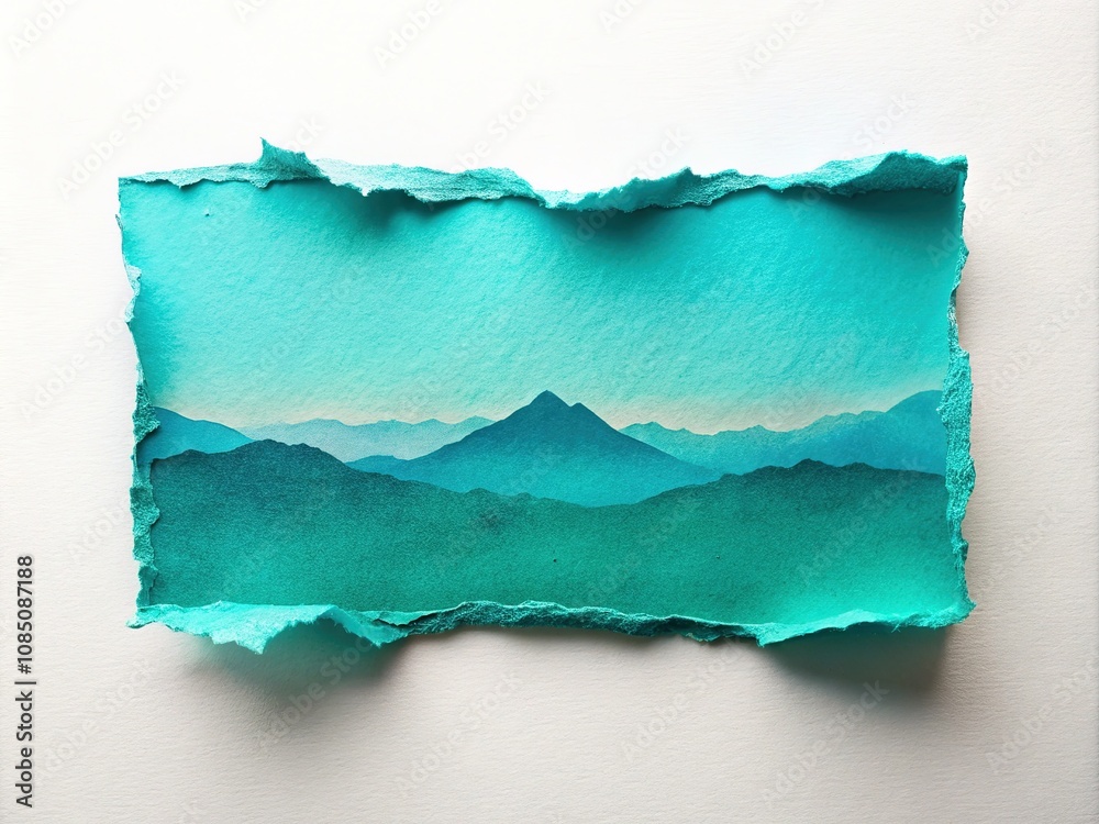 Turquoise Torn Paper Soft Shadow Landscape Photography