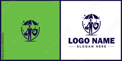 Insurance Broker icon Insurance agent Insurance adviser Insurance intermediary flat logo sign symbol editable vector