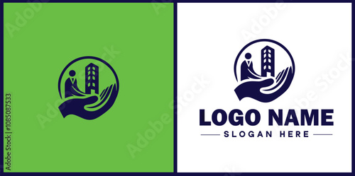 Insurance Broker icon Insurance agent Insurance adviser Insurance intermediary flat logo sign symbol editable vector