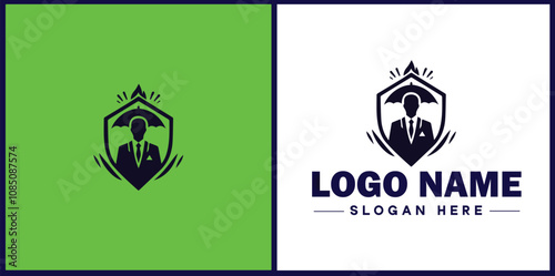 Insurance Broker icon Insurance agent Insurance adviser Insurance intermediary flat logo sign symbol editable vector