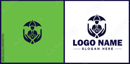 Insurance Broker icon Insurance agent Insurance adviser Insurance intermediary flat logo sign symbol editable vector