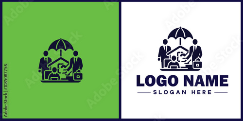 Insurance Broker icon Insurance agent Insurance adviser Insurance intermediary flat logo sign symbol editable vector