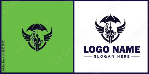 Insurance Broker icon Insurance agent Insurance adviser Insurance intermediary flat logo sign symbol editable vector