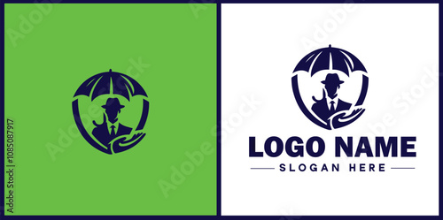 Insurance Broker icon Insurance agent Insurance adviser Insurance intermediary flat logo sign symbol editable vector