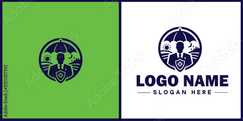 Insurance Broker icon Insurance agent Insurance adviser Insurance intermediary flat logo sign symbol editable vector