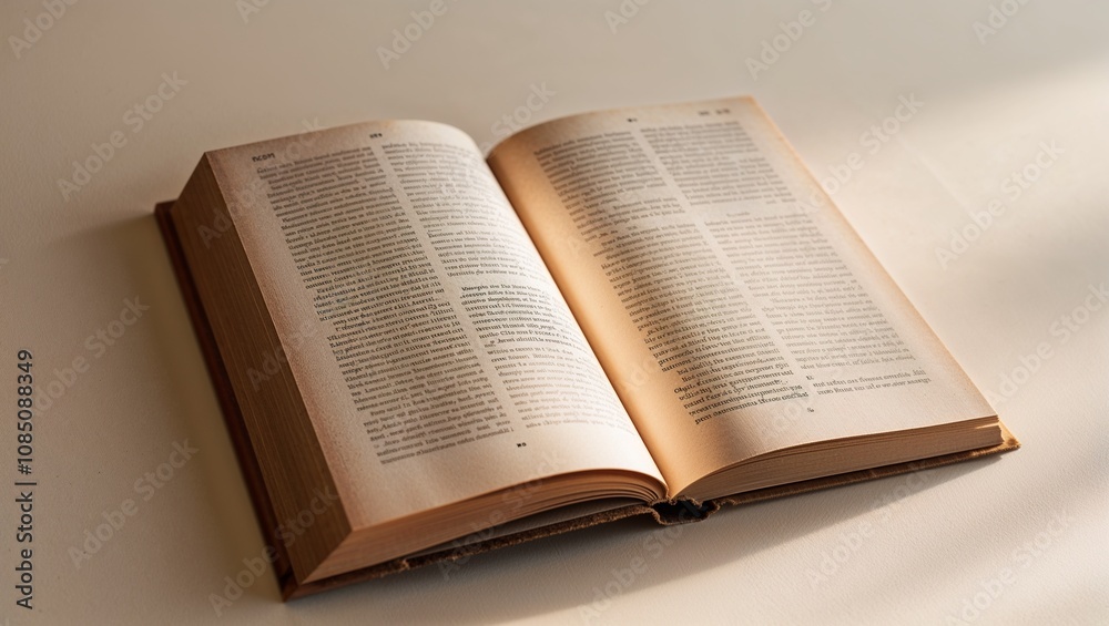 Obraz premium Open book on a white background, peaceful mood, soft lighting, International Day of Education