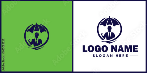 Insurance Broker icon Insurance agent Insurance adviser Insurance intermediary flat logo sign symbol editable vector