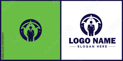 Insurance Broker icon Insurance agent Insurance adviser Insurance intermediary flat logo sign symbol editable vector