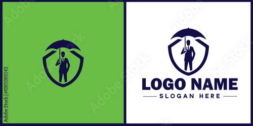 Insurance Broker icon Insurance agent Insurance adviser Insurance intermediary flat logo sign symbol editable vector