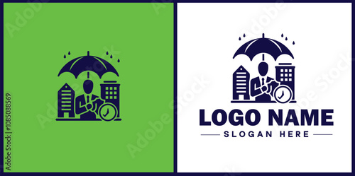 Insurance Broker icon Insurance agent Insurance adviser Insurance intermediary flat logo sign symbol editable vector