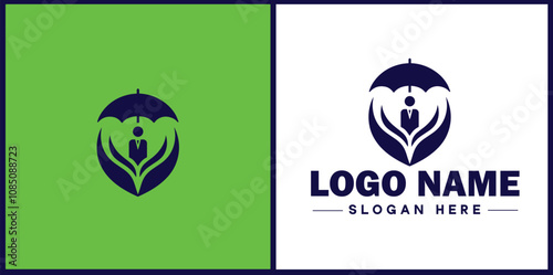 Insurance Broker icon Insurance agent Insurance adviser Insurance intermediary flat logo sign symbol editable vector