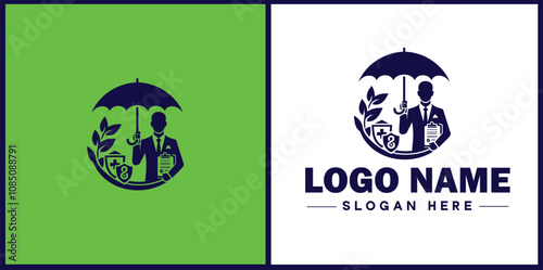 Insurance Broker icon Insurance agent Insurance adviser Insurance intermediary flat logo sign symbol editable vector