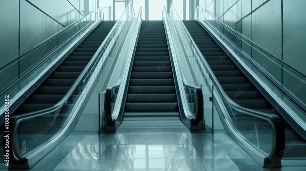 Modern escalators in a sleek urban environment. Modern escalators in a sleek urban environment.
