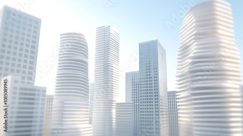 Modern skyscrapers with sleek, glass facades. photo