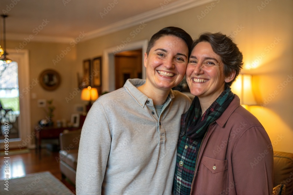 Smiling couple after reconciliation in a cozy home environment, representing family love
Smiling couple after reconciliation in a cozy home environment, representing family love