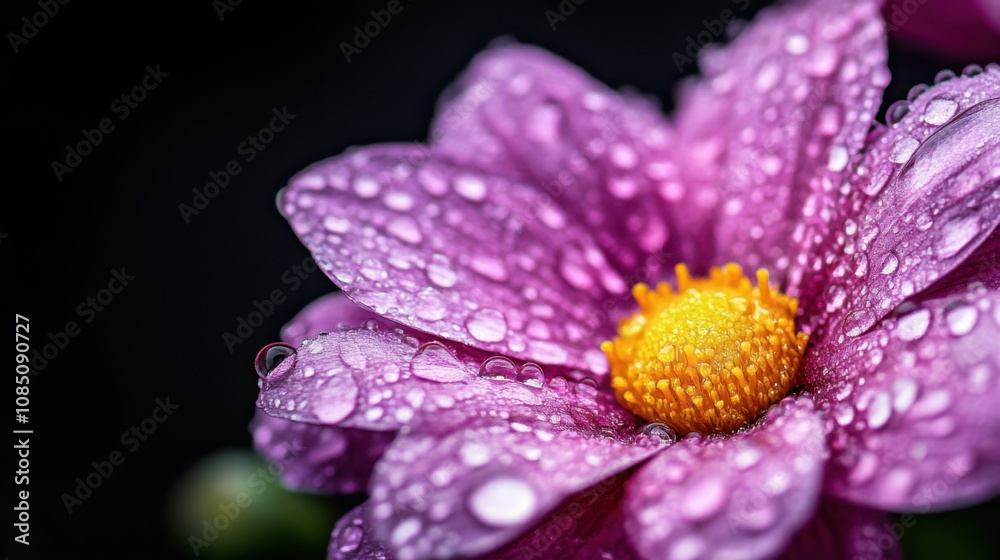 Macro Shot of Dewdrops on Pink Flower Petals Macro Shot of Dewdrops on Pink Flower Petals