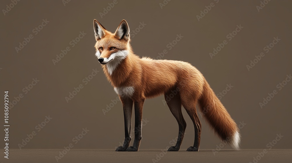 Obraz premium Majestic Red Fox Standing Against a Neutral Background in Studio Lighting