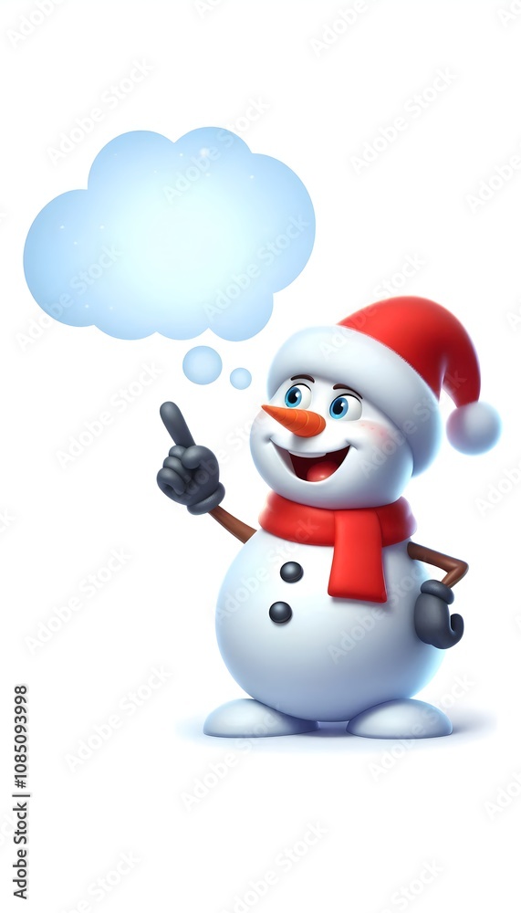 cute snowman pointing up gesture, isolated on a white background vertical cute snowman pointing up gesture, isolated on a white background vertical