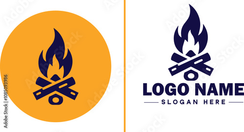 Campfire icon Bonfire Blaze Fire Pit flat logo sign symbol editable vector