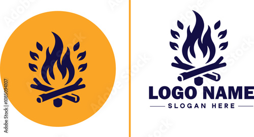 Campfire icon Bonfire Blaze Fire Pit flat logo sign symbol editable vector