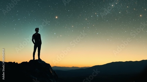 Silhouette of a person gazing at the stars.