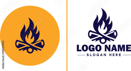 Campfire icon Bonfire Blaze Fire Pit flat logo sign symbol editable vector