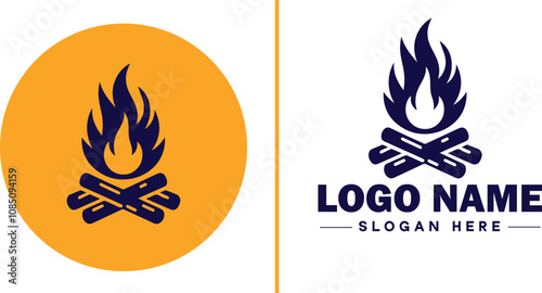 Campfire icon Bonfire Blaze Fire Pit flat logo sign symbol editable vector