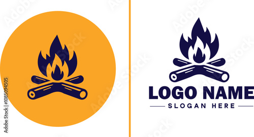 Campfire icon Bonfire Blaze Fire Pit flat logo sign symbol editable vector