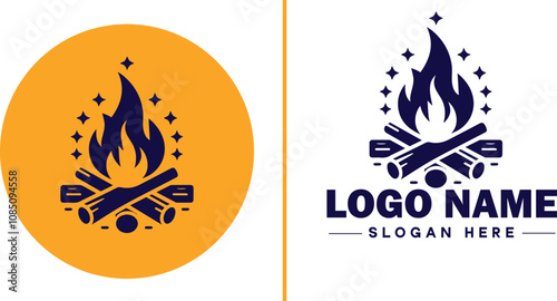 Campfire icon Bonfire Blaze Fire Pit flat logo sign symbol editable vector