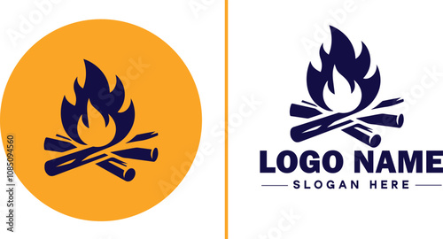 Campfire icon Bonfire Blaze Fire Pit flat logo sign symbol editable vector