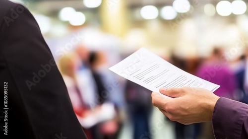Job seekers actively engaging with recruiters at a bustling career fair, showcasing determination and eagerness in their pursuit of professional opportunities.