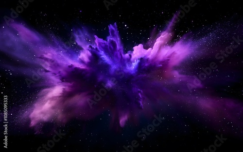 Purple energy explosion in the vastness of space