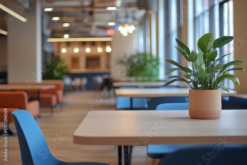 Modern Workspace Interior with Cozy Seating and Greenery