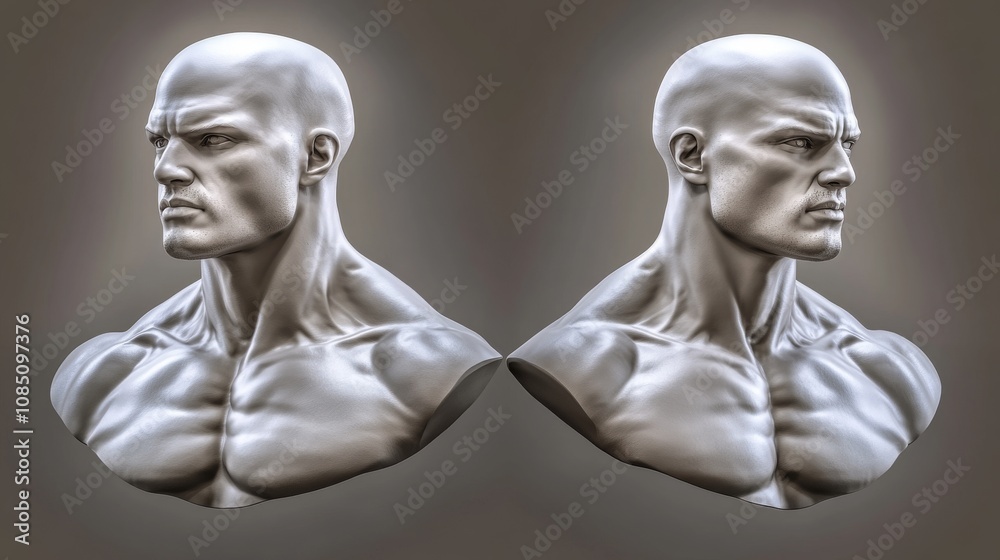 Stylized sculpture of a strong male figure. Stylized sculpture of a strong male figure.