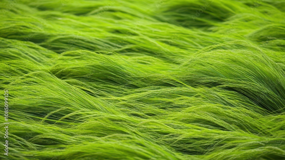 Vibrant Green Grass Texture with Soft Waves Capturing the Essence of Nature and the Beauty of Fresh Growth in a Lush Environment