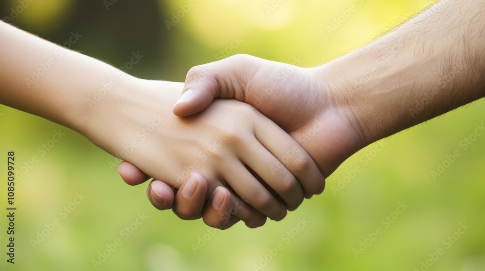 Two hands shake in a warm, trusting gesture. Two hands shake in a warm, trusting gesture.