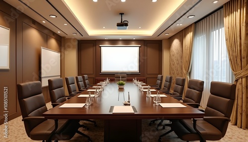 a modern luxurious and high-tech advanced conference board meeting room 