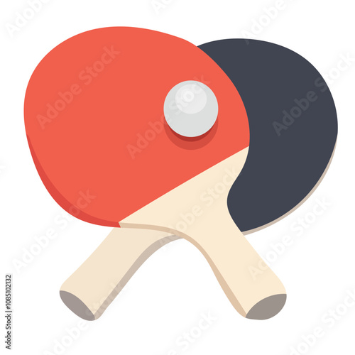 A Pair of Table Tennis Paddle Illustration Isolated on White Background