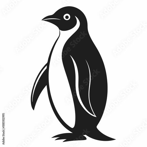 Penguin silhouette vector illustration on white background