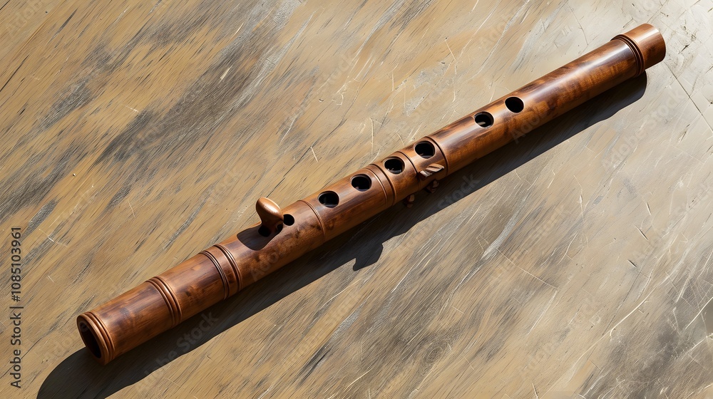 Naklejka premium Isolated shakuhachi for creative musical projects