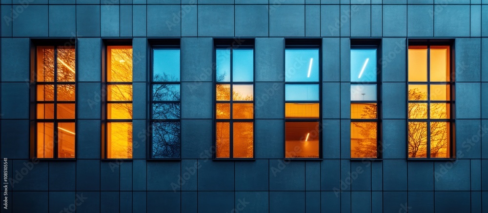 Illuminated Windows in a Modern Building Illuminated Windows in a Modern Building