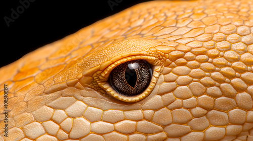 Close-up capture of a stunning albino python's eye studio animal photography dark background creative perspective for nature lovers photo