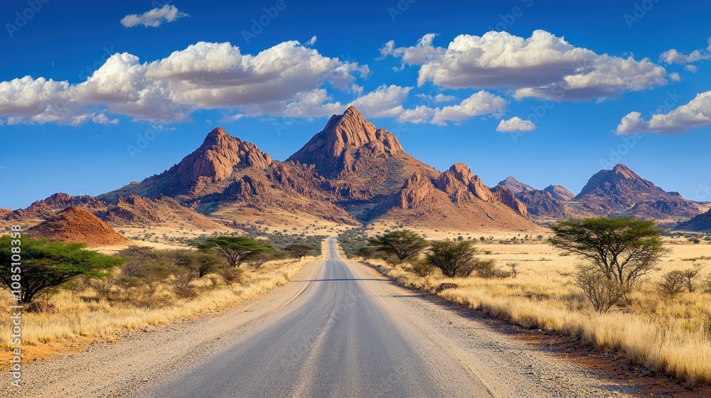 Driving on a new modern asphalt road in Damaraland, road perspective in the desert, Namibia, Africa. Driving on a new modern asphalt road in Damaraland, road perspective in the desert, Namibia, Africa.