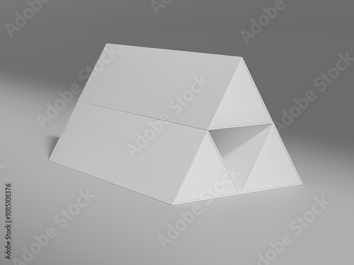 Stack of triangular shape boxes mockup, empty design long triangle drawer box mockup, set of pull-open premium gift boxes, luxury product storage containers, white prism shape packagings mockup