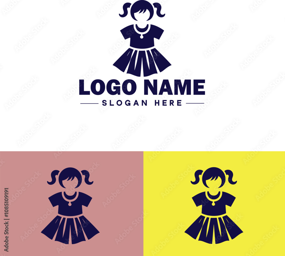 Obraz premium Kids Clothing icon Children's apparel Youth clothing Junior wear flat logo sign symbol editable vector