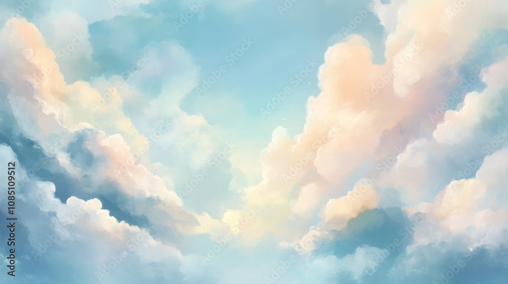 Dreamy Sky with Fluffy Clouds - A Beautiful Landscape Dreamy Sky with Fluffy Clouds - A Beautiful Landscape