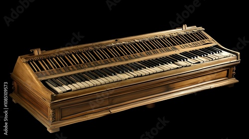 Traditional clavichord showcasing intricate craftsmanship photo