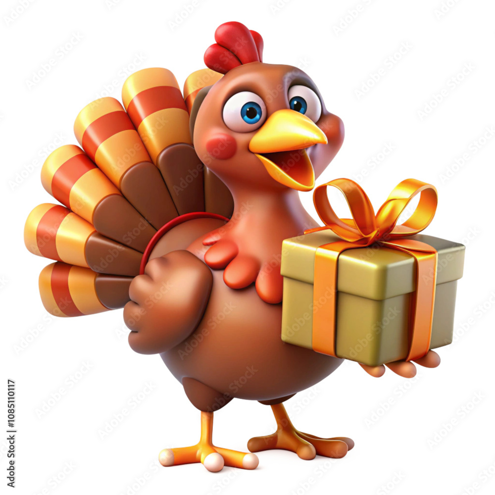 Fototapeta premium happy thanksgiving turkey 3d icon illustration