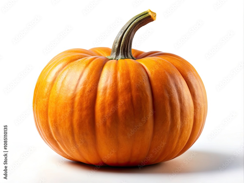 Obraz premium Fresh Pumpkin Isolated on White Background - Autumn Harvest, Organic Produce, Seasonal Decoration, Healthy Eating, Agriculture, Cooking, Thanksgiving, Halloween, Farm Fresh, Nature's Bounty